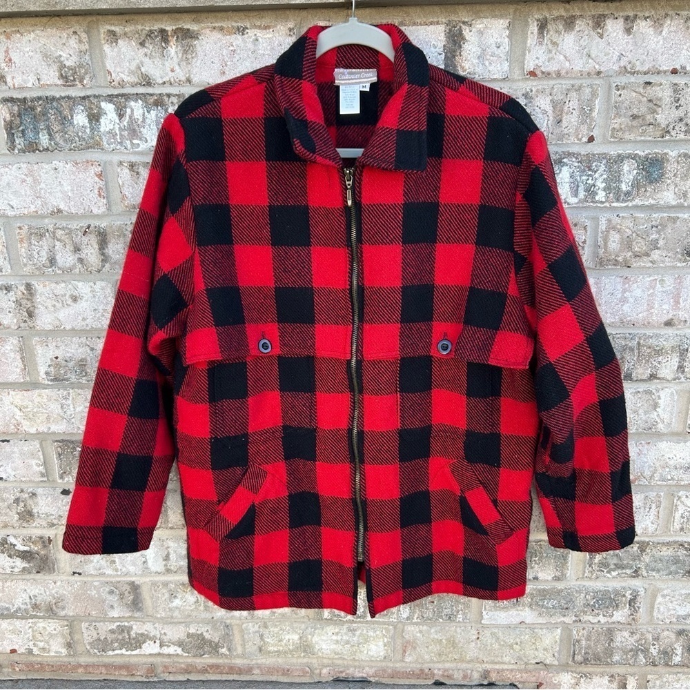 Coldwater Creek Red and Black Medium Plaid Jacket